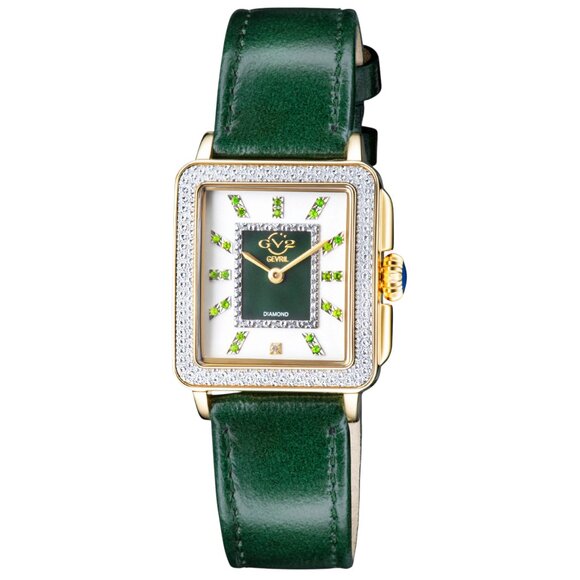 GV2 by Gevril Women\'s Padova Gemstone Swiss Quartz Diamond Accent Green NEW main image 10